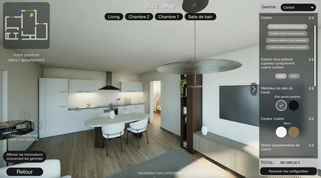 Expérience immersive configurateur appartement 3D personnalisation